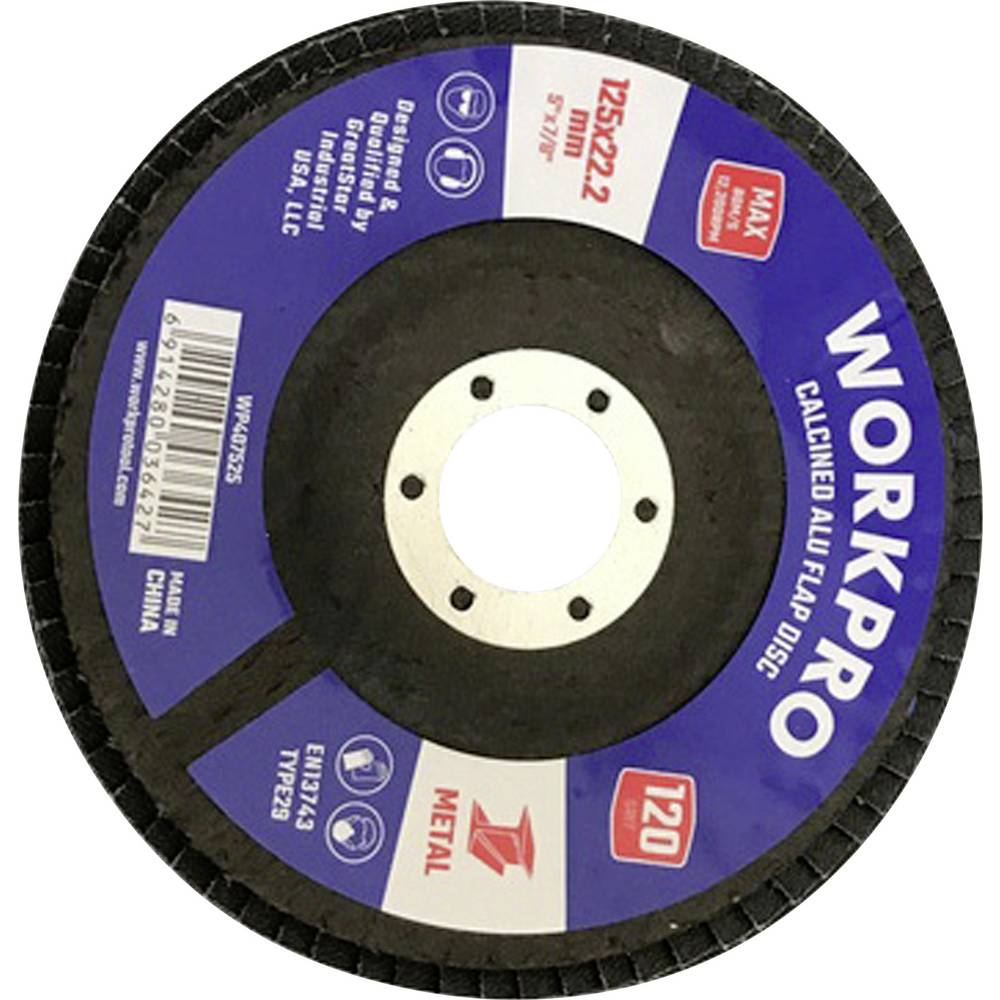 WorkPro WP407525 Lamellenschuurschijf Diameter 125 mm Boordiameter 22.2 mm 10 stuk(s)