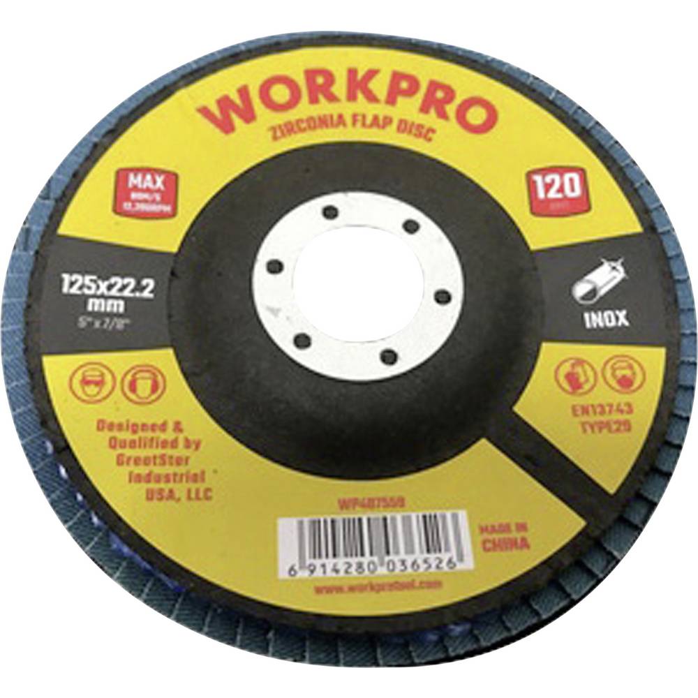WorkPro WP407559 Lamellenschuurschijf Diameter 125 mm Boordiameter 22.2 mm 10 stuk(s)