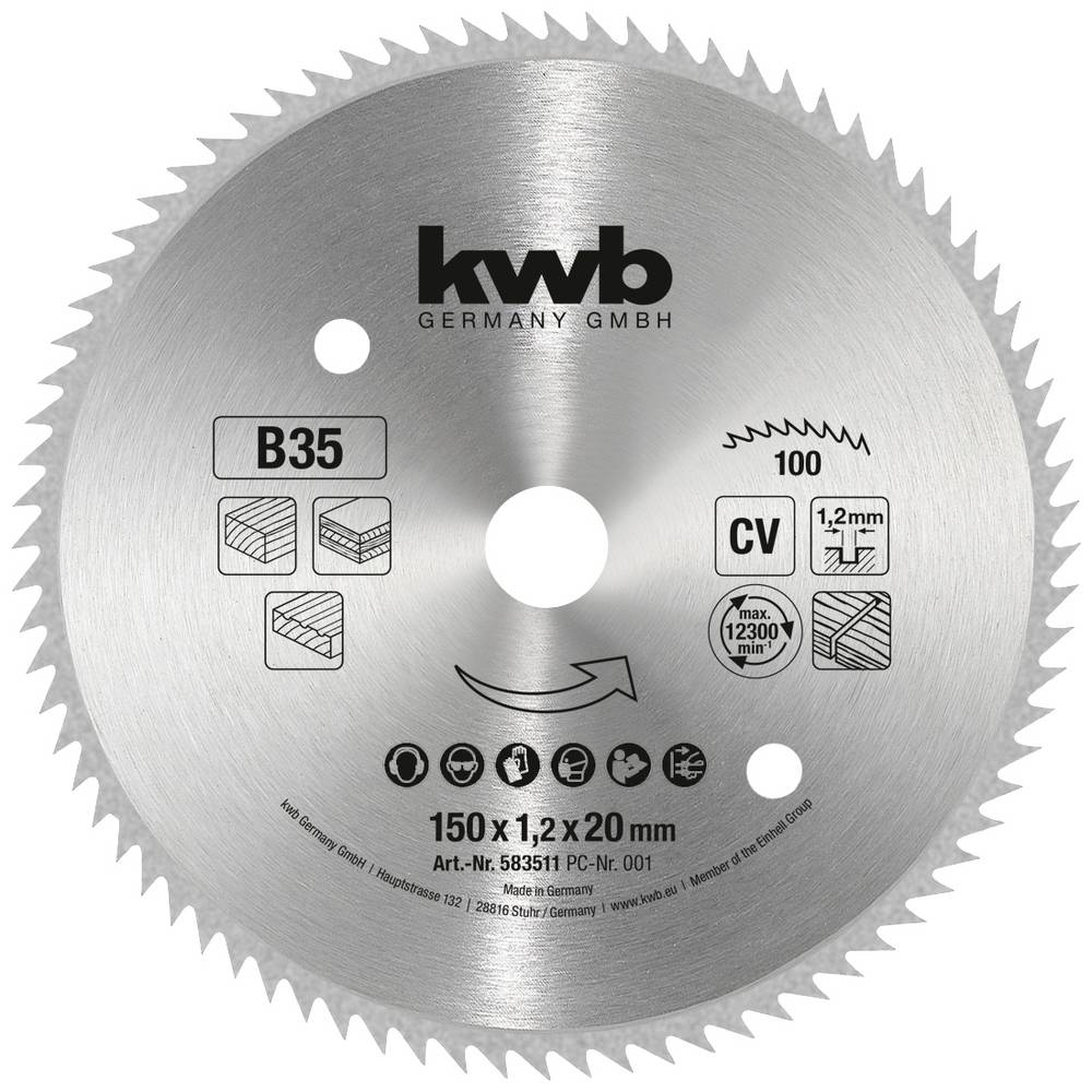 Kwb 583511 Cirkelzaagblad 150 x 20 mm 1 stuk(s)