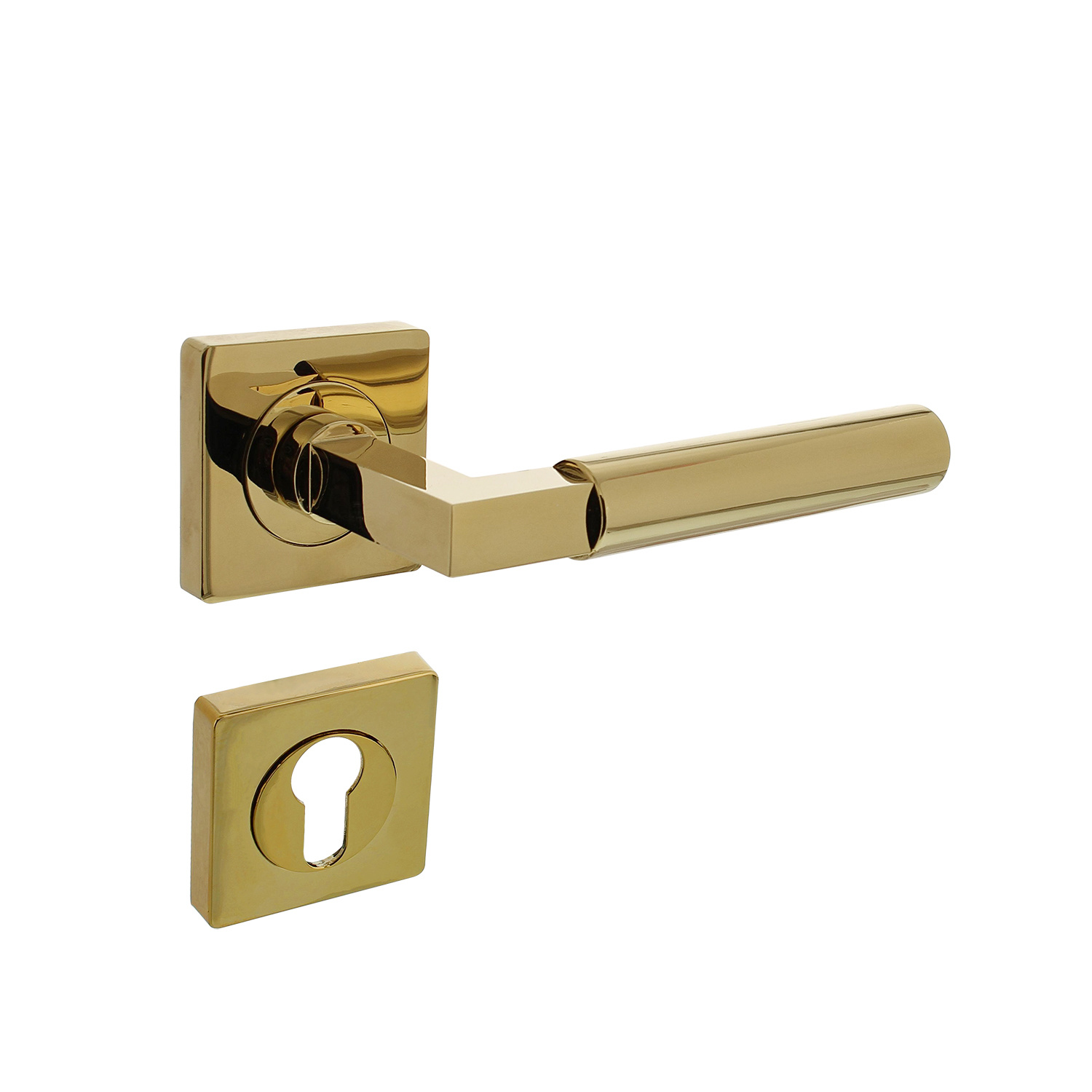 Intersteel Deurklink Bau-Stil vierkant profielcilinderrozet PVD messing