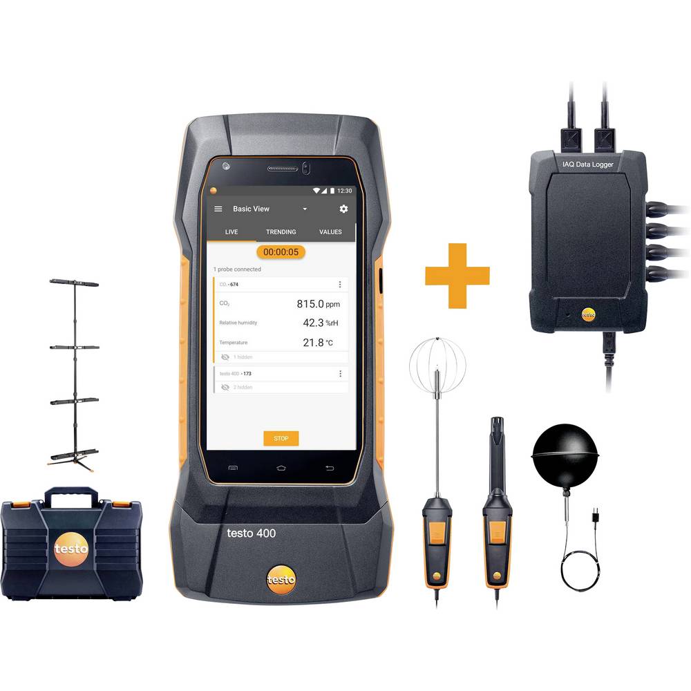 Testo 400 - Datenlogger Behaglichkeits-Set Milieumeetset Temperatuur, Druk -40, 0 - 150, 200 °C, hPa