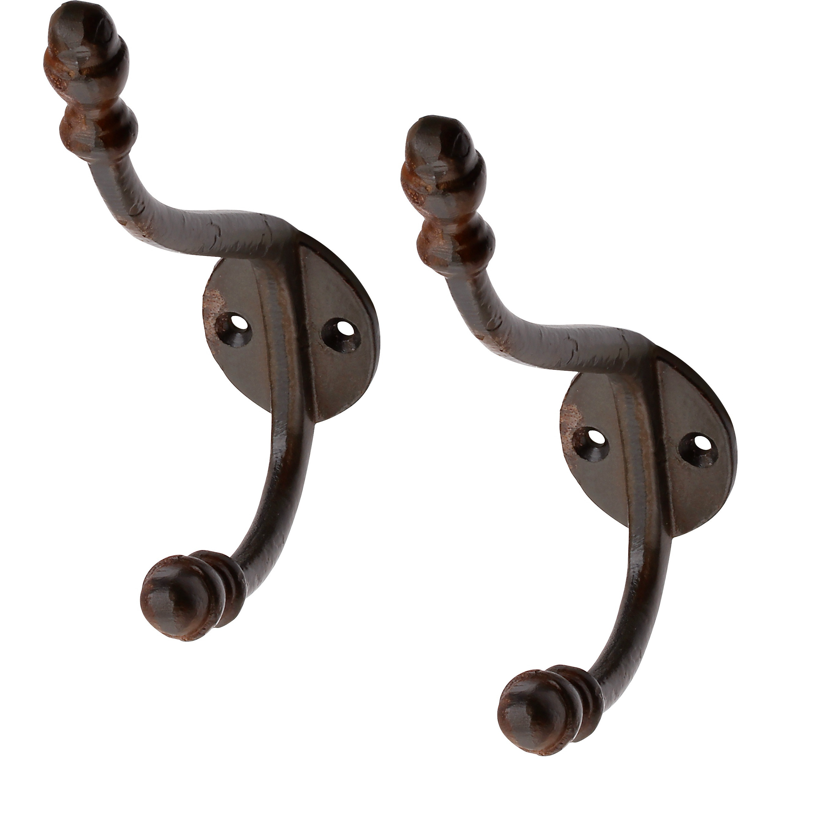 Merkloos Luxe kapstokhaken / jashaken / kapstokhaakjes - 6x - retro - bruin - aluminium - 15 x 3,5 cm -