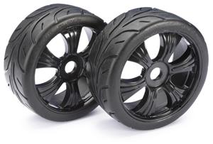 Absima onroad banden op 6 spaaks velgen voor 1/8 buggy - Zwart