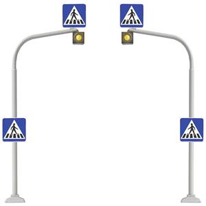 Busch 5916 H0 Set van 2 stuks Voetgangers-verkeerslichten incl. zebrastrepen Bouwpakket