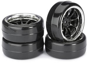 Absima drift banden op 9-Spaaks velgen Type B - Zwart/Chrome