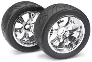 Absima onroad banden op 6-spaaks velgen voor 1/8 truggy/truck - Chrome