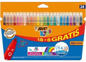 Bic Kids viltstiften Kid Couleur, ophangdoosje met 18 + 6 gratis