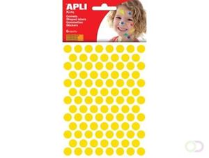 Apli Kids stickers, cirkel diameter 10,5 mm, blister met 528 stuks, geel