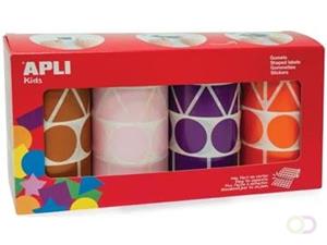 Apli Kids stickers XL, doos met 4 rollen in 4 kleuren en 4 vormen