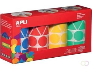 Apli Kids stickers XL, doos met 4 rollen in 4 kleuren en 4 vormen