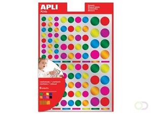 Apli Kids stickers, cirkel, blister met 624 stuks in geassorteerde metallic kleuren en groottes