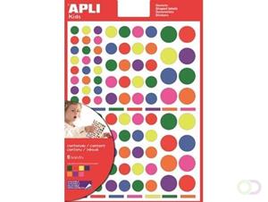 Apli Kids verwijderbare stickers, cirkel, blister met 624 stuks in geassorteerde kleuren en groottes