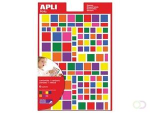 Apli Kids verwijderbare stickers, vierkant, blister met 756 stuks in geassorteerde kleuren en groottes