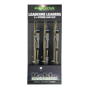 Korda Leadcore Leaders Hybrid Lead Clip Gravel Brown 3 stuks