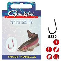 Gamakatsu 5330F Trout - Onderlijn - 60cm - Haakmaat 10 - 10 stuks