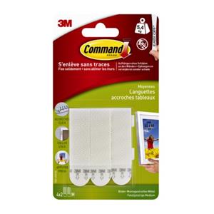 Command fotolijststrip, medium, draagvermogen 5,4 kg, wit, blister van 8 stuks