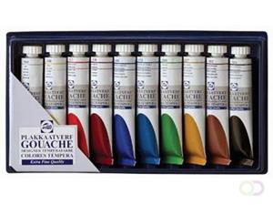 Talens plakkaatverf Extra Fijn tube van 20 ml, doos met 10 tubes in geassorteerde kleuren