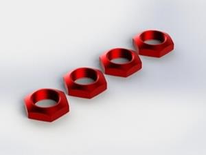 Aluminium Wheel Nut 17MM (RED) (4PCS) (AR330360)