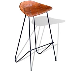 vidaXL Barstoelen 2 st echt leer zwart en bruin