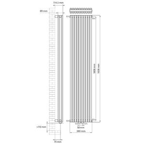 Haceka Designradiator  Mojave Adoria 46x184 cm Antraciet 6-Punts Aansluiting (1652 Watt)