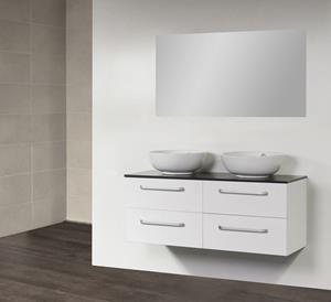 Sanilux Badkamermeubel Exclusive Corestone Top Plate (4 lades, 2 waskommen) 120 cm Wit