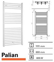 Boss&wessing Handdoekradiator  Palian 1111 x 600 mm (13 kleuren)