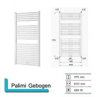 Boss&wessing Designradiator  Palimi Gebogen 1175 x 600 mm (13 kleuren)