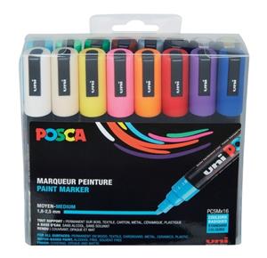 Posca paintmarker PC-5M, etui met 16 stuks in geassorteerde kleuren