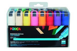 Posca paintmarker PC-8K, etui met 16 stuks in geassorteerde kleuren