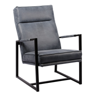 Gijs Meubels Leren fauteuil square, grijs leer, grijze stoel