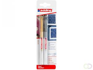 Edding gelroller 2185 goud en zilver, blister met 2 stuks