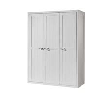 home24 Vipack Kleiderschrank Lewis Weiß 146x200x59 cm (BxHxT) 3-türig MDF Landhaus