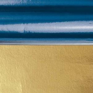 Inpakfolie blauw/goud 80 cm