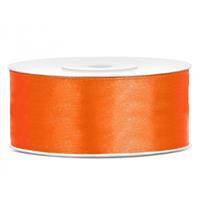 Satijn sierlint oranje 25 mm