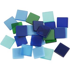 100x Mozaiek tegels kunsthars groen/blauw 10 x 10 mm ozaiektegel