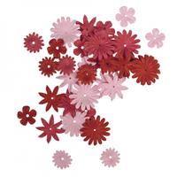 Papieren knutsel bloemen 36 stuks rood/roze