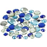 Ronde plak diamantjes blauw mix
