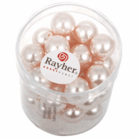 Rayher hobby materialen 35 stuks roze parel glaskralen 10 mm