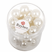 Rayher hobby materialen 35 stuks witte parel glaskralen 10 mm
