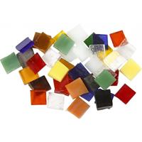 Bellatio Glasmozaiek gekleurde tegels vierkantjes 10x10 mm 700 stuks