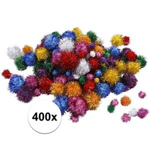 Bellatio Knutsel glitter pompons assorti 400 stuks