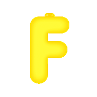 Opblaas letter F geel