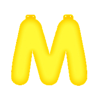 Opblaas letter M geel