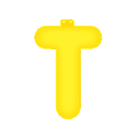 Opblaas letter T geel