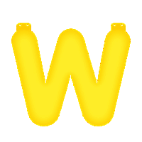 Opblaas letter W geel