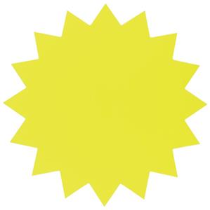 Bellatio Folia etiketten in fluokarton 18 cm fluo geel (sterren)
