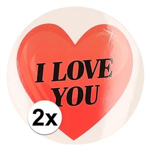 Shoppartners 2 x Cadeaustickers I Love You hart 9 cm