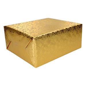 Shoppartners Luxe kerst inpakpapier 76 x 500 cm goud