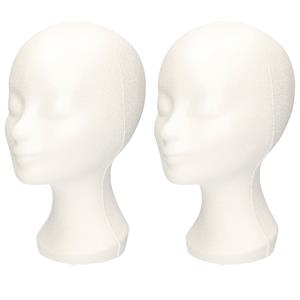 Bellatio 2 stuks piepschuim hoofd pruikenstandaard 30 cm