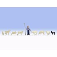 NOCH 15748 H0 Schapen en herder figuren Geverfd, Staand